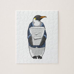 Pinguin als Sekretär mit Papierstapel Puzzle