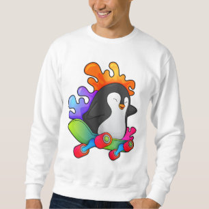 Pinguin als Skater mit Skateboard Sweatshirt