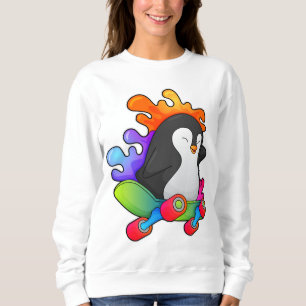 Pinguin als Skater mit Skateboard Sweatshirt