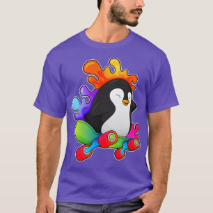 Pinguin als Skater mit Skateboard T-Shirt