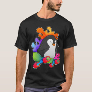 Pinguin als Skater mit Skateboard T-Shirt