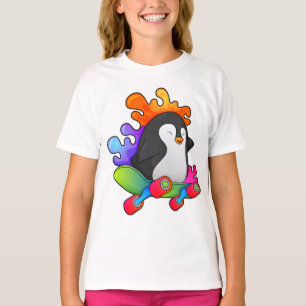 Pinguin als Skater mit Skateboard T-Shirt