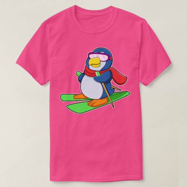 Pinguin als Skier mit Ski-Scarf-Sonnenbrille T-Shirt (Design vorne)