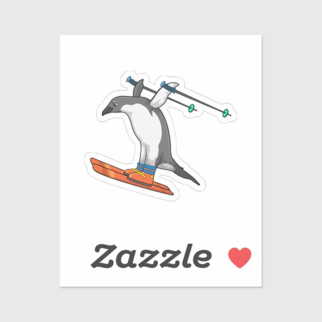 Pinguin als Skijumper mit Ski Aufkleber (Blatt)