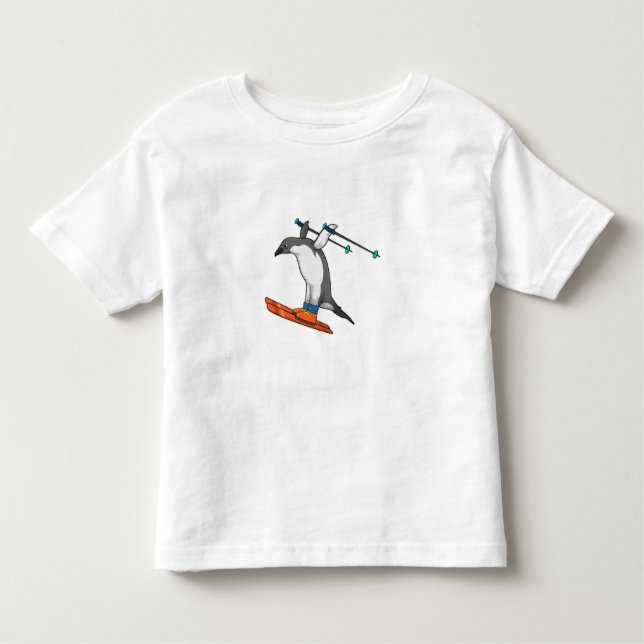 Pinguin als Skijumper mit Ski Kleinkind T-shirt (Vorderseite)