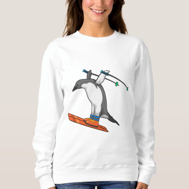 Pinguin als Skijumper mit Ski Sweatshirt (Vorderseite)