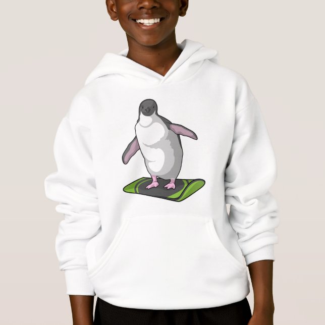 Pinguin als Snowboarder mit Snowboard Hoodie (Vorderseite)
