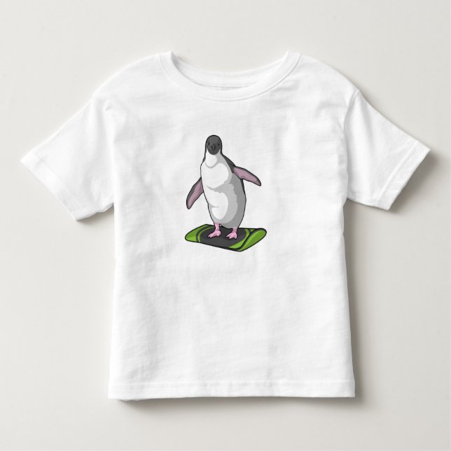 Pinguin als Snowboarder mit Snowboard Kleinkind T-shirt (Vorderseite)