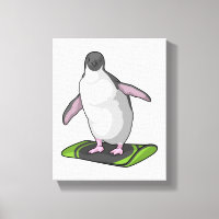 Pinguin als Snowboarder mit Snowboard