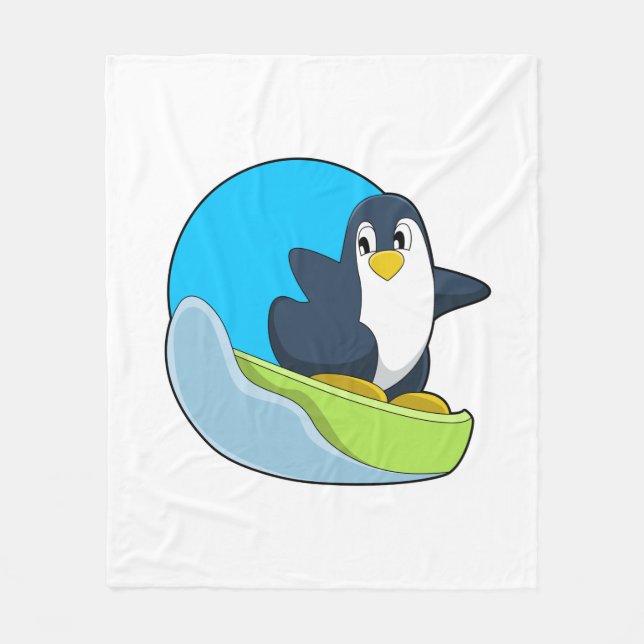Pinguin als Snowboarder mit Sonowboard.PNG Fleecedecke (Vorderseite)