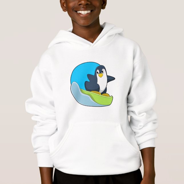 Pinguin als Snowboarder mit Sonowboard.PNG Hoodie (Vorderseite)