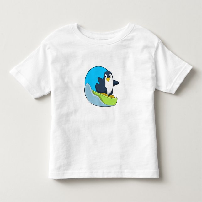 Pinguin als Snowboarder mit Sonowboard.PNG Kleinkind T-shirt (Vorderseite)