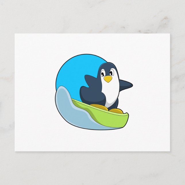 Pinguin als Snowboarder mit Sonowboard.PNG Postkarte (Vorderseite)