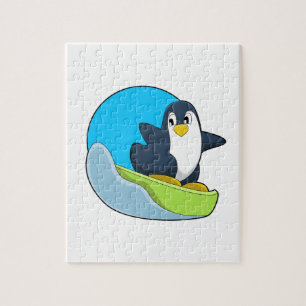 Pinguin als Snowboarder mit Sonowboard.PNG Puzzle
