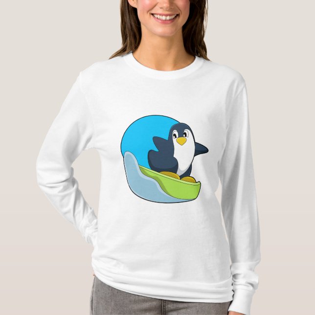Pinguin als Snowboarder mit Sonowboard.PNG T-Shirt (Vorderseite)
