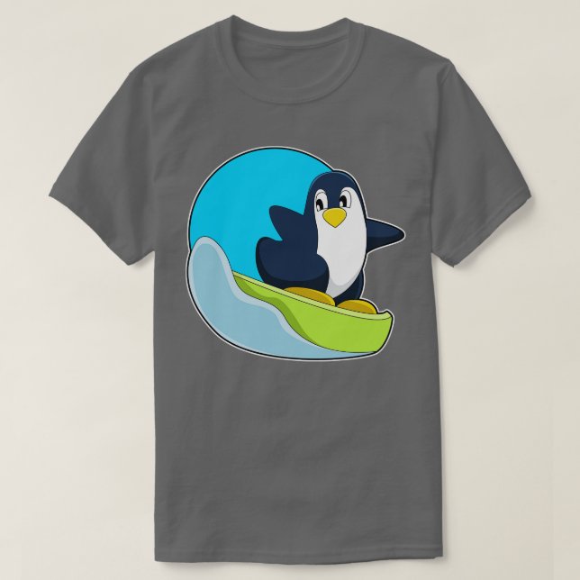 Pinguin als Snowboarder mit Sonowboard T-Shirt (Design vorne)
