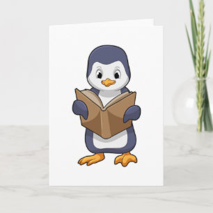 Pinguin als Streber mit Buch Karte