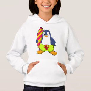 Pinguin als Surfer mit Surfbrett Hoodie