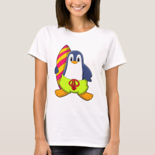 Pinguin als Surfer mit Surfbrett T-Shirt