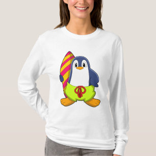 Pinguin als Surfer mit Surfbrett T-Shirt