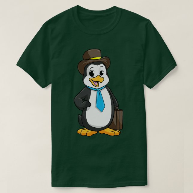 Pinguin als Unternehmer mit Aktenkoffer T-Shirt (Design vorne)