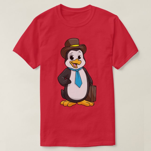 Pinguin als Unternehmer mit Briefcase T-Shirt (Design vorne)