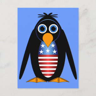 Pinguin am 4. Juli Postkarte