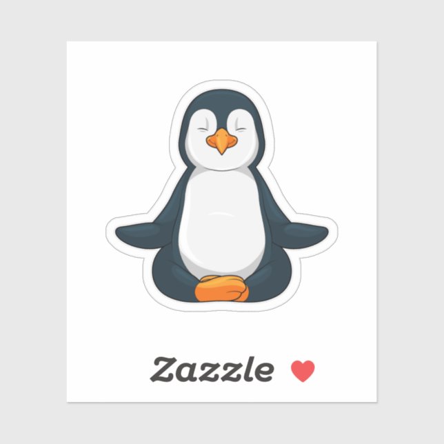 Pinguin an der Yoga-Fitness im Sitzen Aufkleber (Blatt)