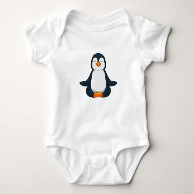 Pinguin an der Yoga-Fitness im Sitzen Baby Strampler (Vorderseite)