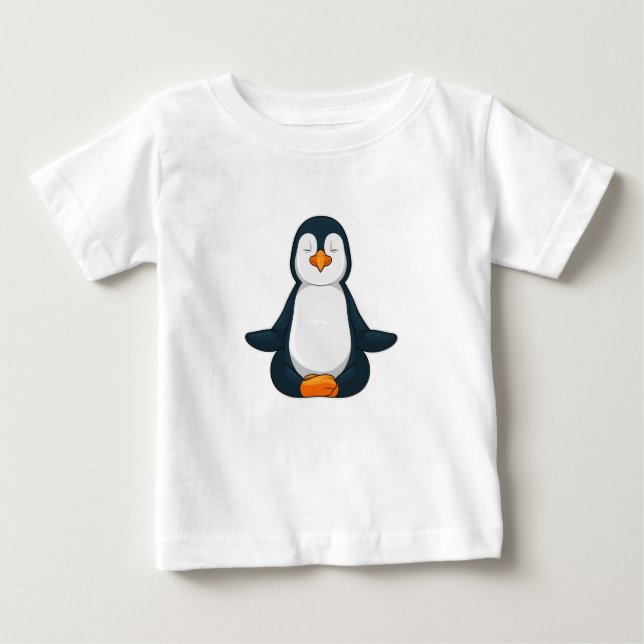 Pinguin an der Yoga-Fitness im Sitzen Baby T-shirt (Vorderseite)