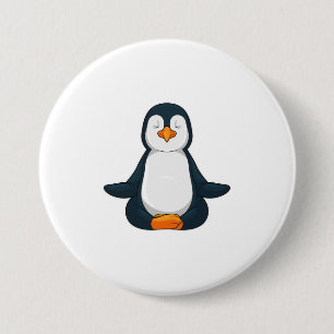 Pinguin an der Yoga-Fitness im Sitzen Button