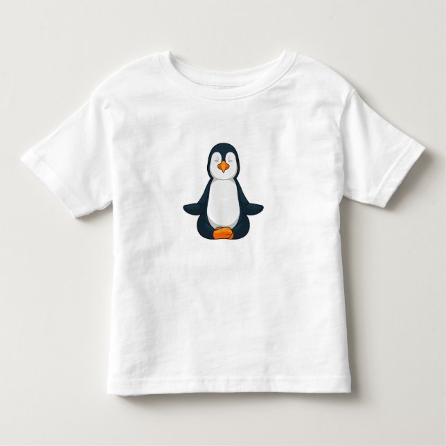 Pinguin an der Yoga-Fitness im Sitzen Kleinkind T-shirt (Vorderseite)