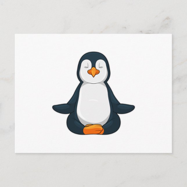Pinguin an der Yoga-Fitness im Sitzen Postkarte (Vorderseite)