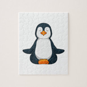 Pinguin an der Yoga-Fitness im Sitzen Puzzle