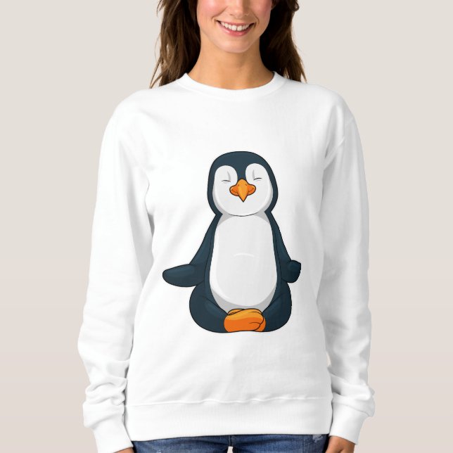 Pinguin an der Yoga-Fitness im Sitzen Sweatshirt (Vorderseite)