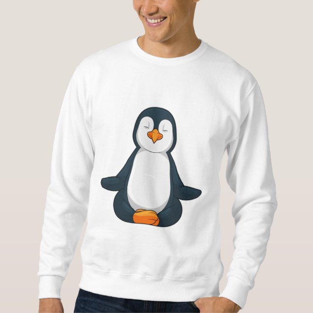 Pinguin an der Yoga-Fitness im Sitzen Sweatshirt (Vorderseite)
