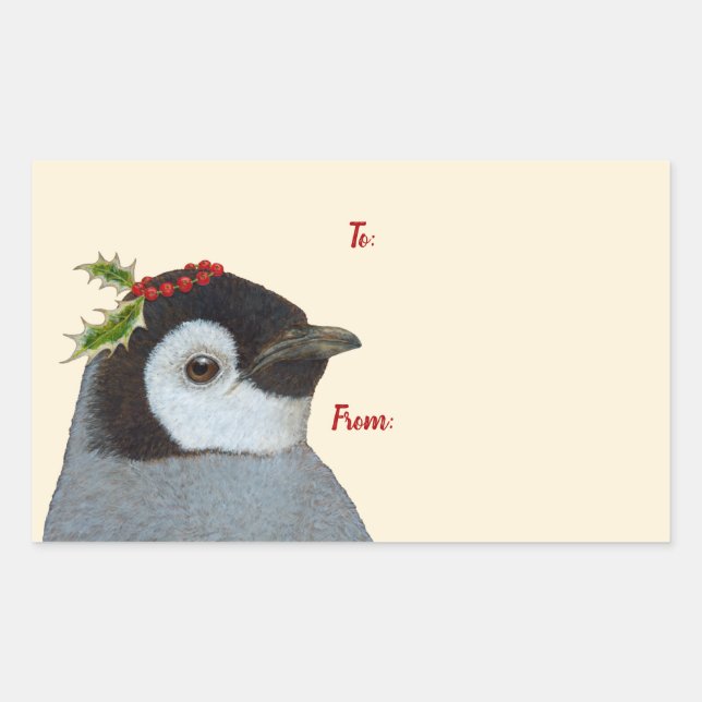 Pinguin an/von Aufklebern anbringen Rechteckiger Aufkleber (Vorderseite)