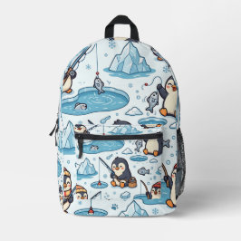 Pinguin-Angler-Rucksack – Süßes Arktis-Muster Bedruckter Rucksack