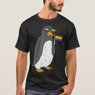 Pinguin Animal LGBTQ Rainbow Flag Gay Pride Ally m T-Shirt