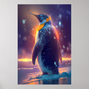 Pinguin Animal Portrait Malerei Wildlife Außenbere Poster