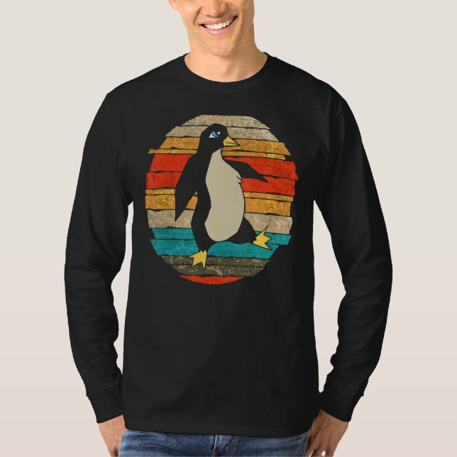Pinguin Antarktis Zoo Bird Animal Retro Pinguin T-Shirt (Vorderseite)