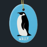Pinguin Aqua CUSTOMIZE IT Keramik Ornament<br><div class="desc">KÜMMERN SIE! Füge deinen eigenen Text zu diesem süßen Ornament hinzu. Ändern Sie den Schriftart,  die Hintergrundfarbe oder die Farbe des Schriftartes. Karo in meinem Shop für weitere und passende Artikel wie Geschenkpackung,  Küchentücher,  Hemden,  Tasse und mehr!</div>