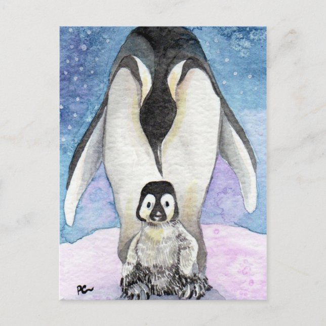 Pinguin Art New Geboren Postkarte (Vorderseite)