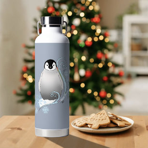 Pinguin Art Nouveau Schneeflocken. Trinkflasche
