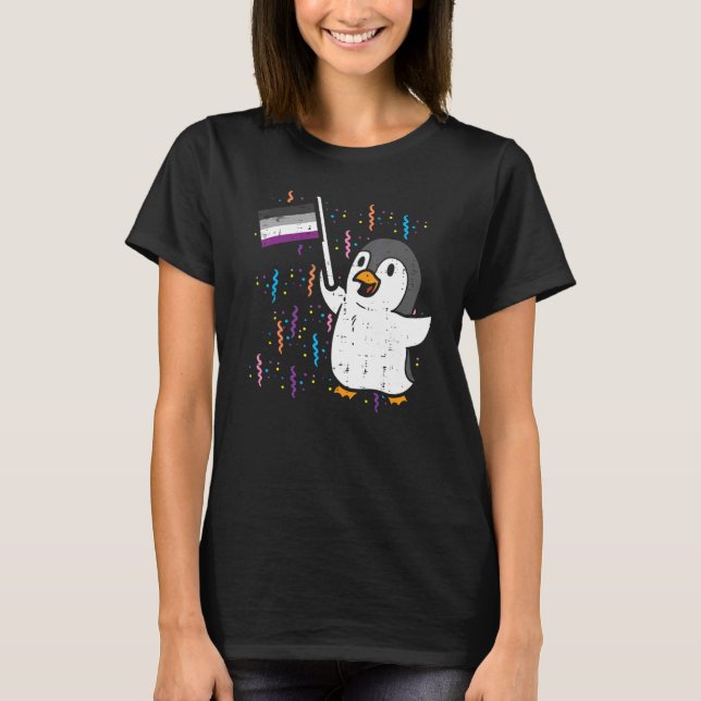 Pinguin Asexual Flag Niedlich Ace Pride Lgbtq T-Shirt (Vorderseite)