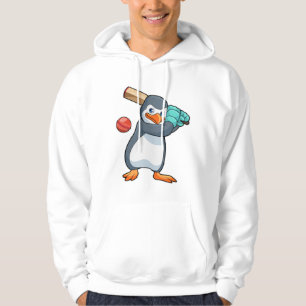 Pinguin auf Cricket mit Cricket-Fledermaus Hoodie