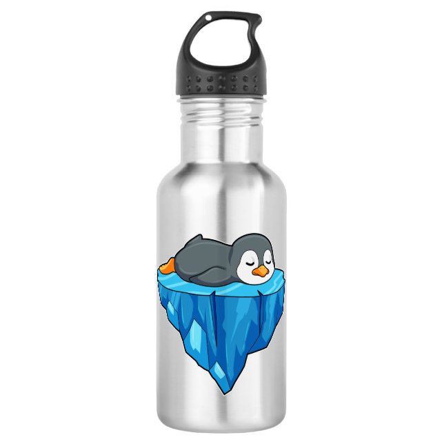Pinguin auf Eisscholle Edelstahlflasche (Vorderseite)