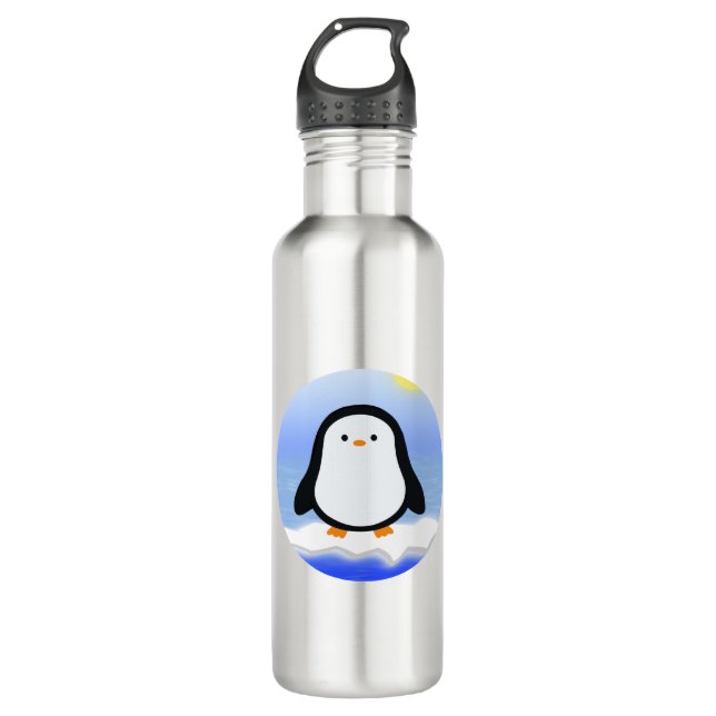 Pinguin auf Eisscholle Edelstahlflasche (Vorderseite)