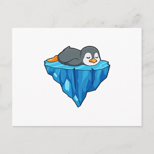 Pinguin auf Eisscholle Postkarte (Vorderseite)