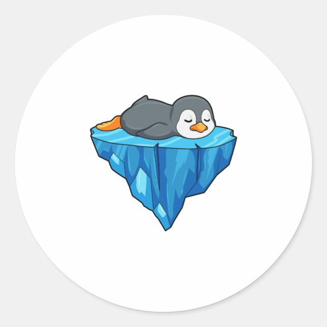Pinguin auf Eisscholle Runder Aufkleber (Vorderseite)